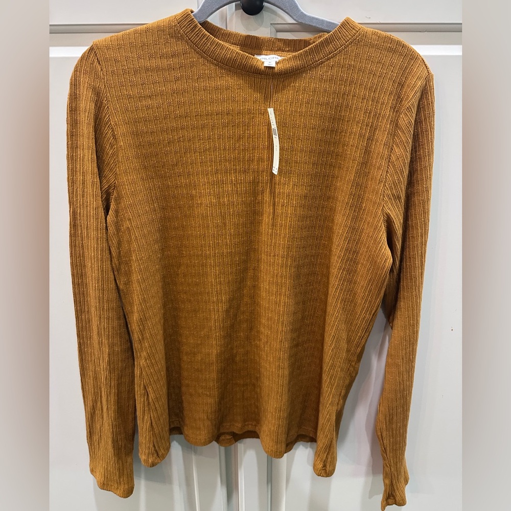 Pilcro Ribbed Long Sleeve Top - Brown